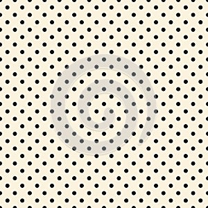 Seamless retro pattern with black small polka dots on a pastel background.Flat style vector illustration