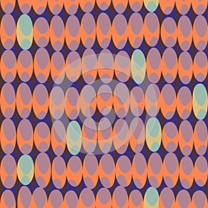 Seamless retro pattern of overlapping hand drawn ovals. photo