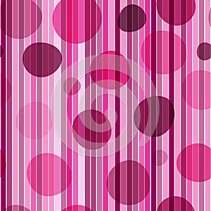 Seamless retro pattern with pink stripes and balls