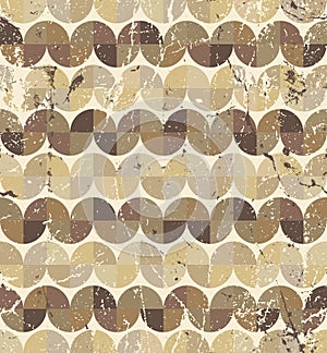 Seamless retro pattern, vector tiles background with messy grunge texture.