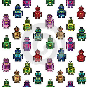 Seamless retro robots pattern