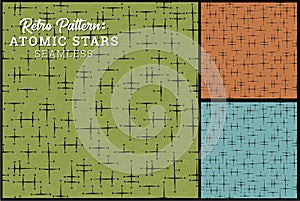 Seamless Retro Star Pattern in 3 vintage color options photo