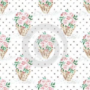 Seamless retro vintage floral pattern grunge design vintage retro