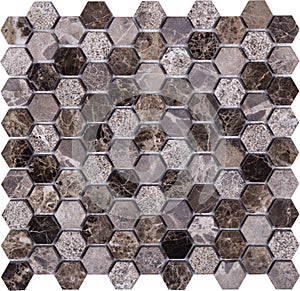 Seamless retro vintage style hexagon marble Mosaic pattern