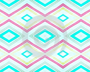 Seamless Rhombus Pattern. Watercolor Diamond