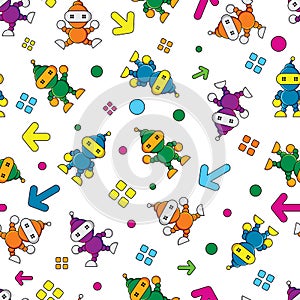 Seamless Robot pattern,cartoon vector illustration