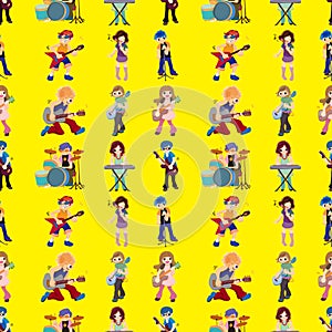 Seamless rock band pattern