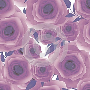Seamless romantic purple blurred roses background pattern print