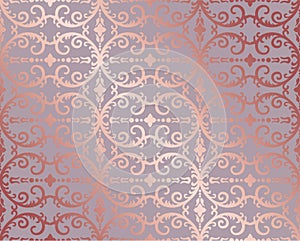 Seamless rose gold floral and foliage wallpaper