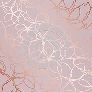 Seamless rose gold floral lines wallpaper