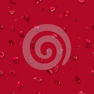 Seamless rose petals on red