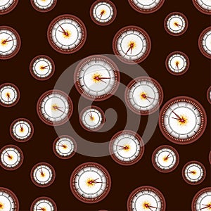 Seamless round clock pattern with christmas elements