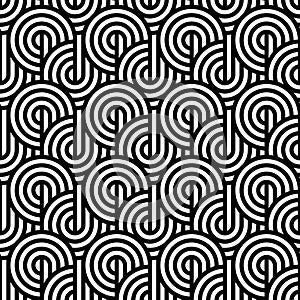 Seamless rounded pattern in black and white