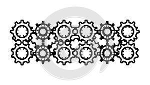 Seamless Row of Interlocking Gears, Mechanism and Process, vector design Generative AI