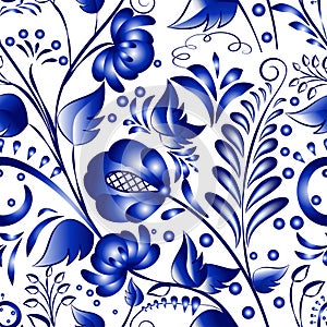 Seamless russian gzhel patterns on a white background photo