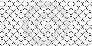 Seamless rusted chain link wire fence background texture isolated on white