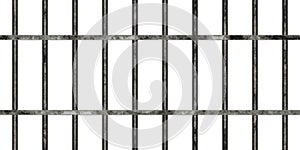 Seamless rusted metal prison bars texture isolated on white background.
