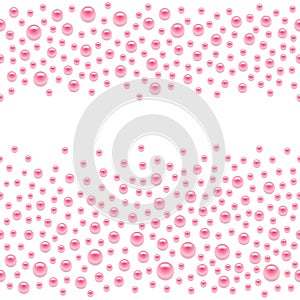 Seamless scattered pink pearls (gems, rhinestones) isolated on w photo