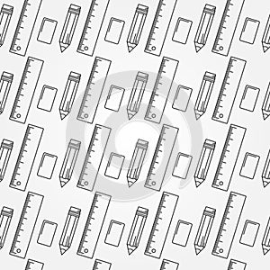 Seamless School Office Supplies Pattern.