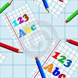 Seamless school writing-book pattern