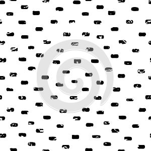 Seamless scratched pattern with black shabby spots and blots on white background