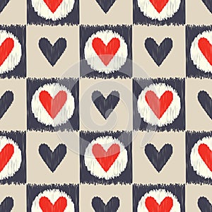 Seamless scribble geometric heart pattern