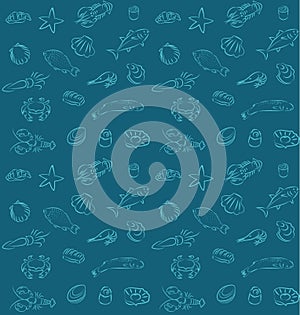 Seamless sea food pattern