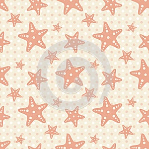 seamless sea star pattern and background vector illustration