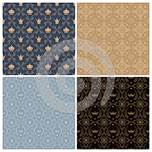 Seamless set four vintage backgrounds in vintage style.