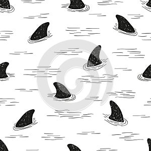 Seamless shark fin pattern.