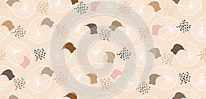Seamless shell pattern. Simple cute style hand drawn abstract vector background. Minimal style texture elements. Suit for printing