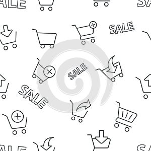 Seamless shopping sale pattern on white background