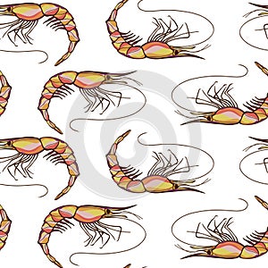 Seamless Shrimps Background Pattern