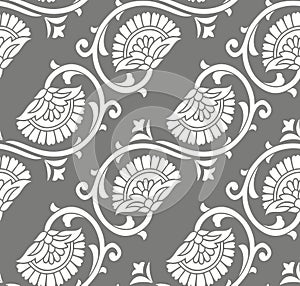 Seamless silver floral wallpaper design