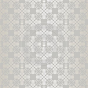 Seamless silver small floral elements wallpaper