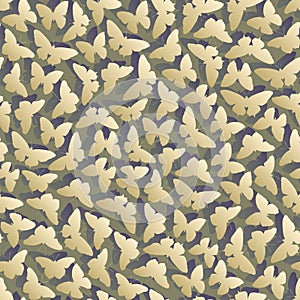 Seamless simple background with moths butterflies.