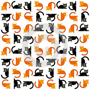 Seamless simple flat cats pattern