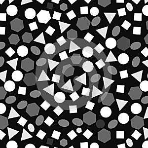 Seamless simple geometric pattern in grey, black and white