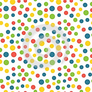 Seamless simple pattern, colorful polka dots. Textile, holiday decor, print