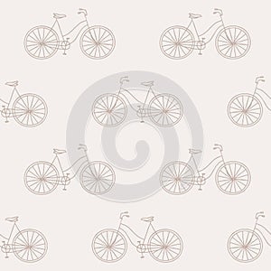 Seamless simple pattern with hand-drawn bicycle