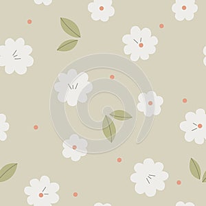 Seamless simple retro pastel flower pattern. Decorative vintage pattern in simple vector illustration