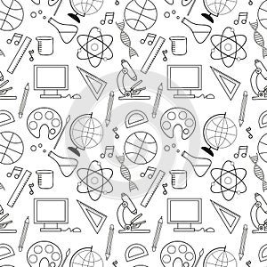 Seamless sketch of education doddle elements.