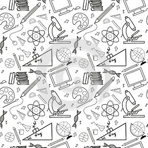 Seamless sketch of education doddle elements.