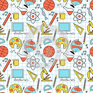 Seamless sketch of education doddle elements.