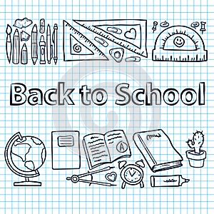 Seamless sketch of education doddle elements on