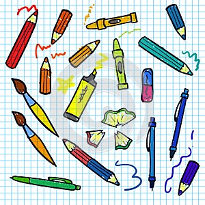 Seamless sketch of education doddle elements on