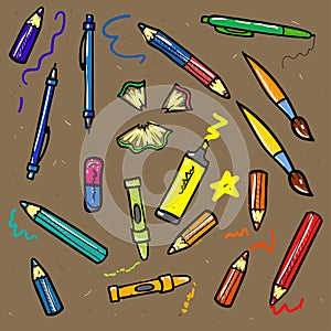 Seamless sketch of education doddle elements on photo