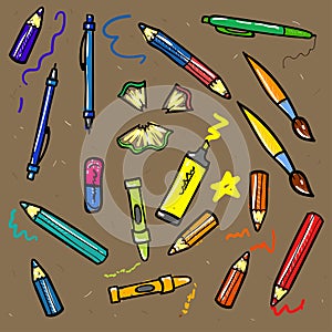 Seamless sketch of education doddle elements on