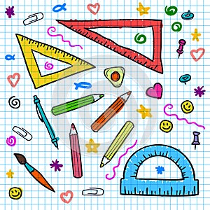 Seamless sketch of education doddle elements on