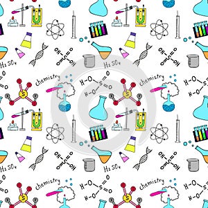 Seamless sketch of science doddle elements